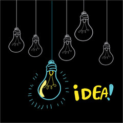 Free hand sketch loading idea , light bulbs, symbol of ideas