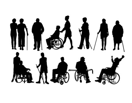 Disabled People Silhouettes, art vector design