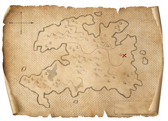 treasure medieval map isolated 3d illustration