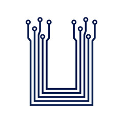 letter U logo. tech vector design