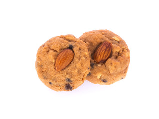 Chocolate Almond Cookies isolated on white background