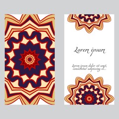 Templates for greeting and business cards. Vector illustration. Oriental pattern with. Mandala. Wedding invitation