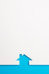 background of simple house on blue border