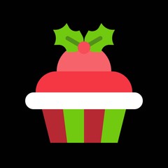 mistletoe cup cake, cute christmas and winter related set,flat design suitable for use as material