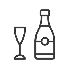 wine glass and bottle, cute christmas and winter related set,suitable for use as material.editable stroke