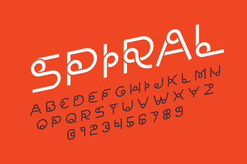 Stylised font design, alphabet letters and numbers