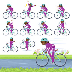 flat type school dark skin girl purple jersey_road bike