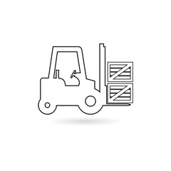 Black Forklift line icon or logo