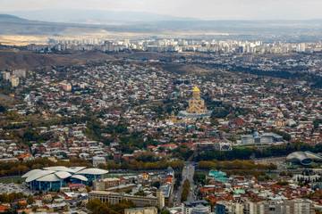Panorama of Tbilisi, Georgia, aerial view, November 2018