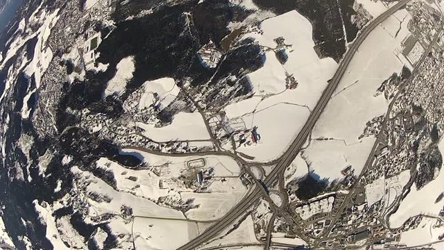 Skydiver jumps out of airplane