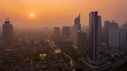 Fototapeta na wymiar Dusk scenery of Jakarta downtown skyline