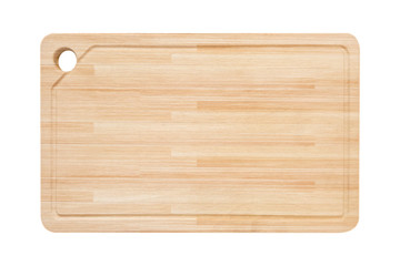 Wooden cutting board isolated on white