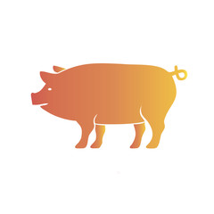 Pig icon. Colourful red, blue, green, yellow, gold pig. New Year. The year of the pig.