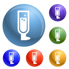 Man insulin spray icons set vector 6 color isolated on white background