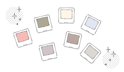 さまざまな色のアイシャドウ