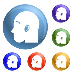 Inhaller icons set vector 6 color isolated on white background