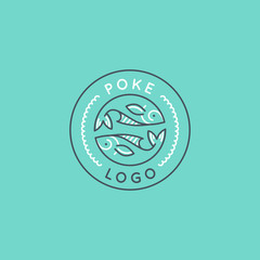 Vector logo design template logo design in trendy linear style - poke bowl