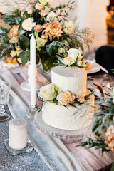 wedding table with cake