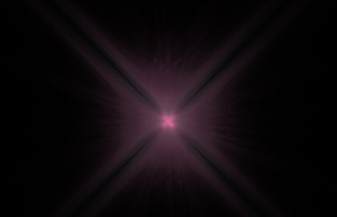 Pink cross swirl abstract fractal on black background. Fantasy fractal texture. Digital art. 3D rendering. Computer generated image.