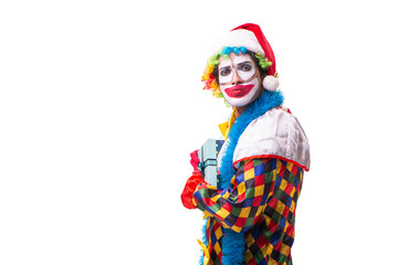 Fototapeta premium Young funny clown comedian isolated on white 
