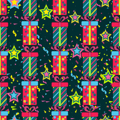 Obraz premium Seamless pattern for Christmas packaging, textiles, holiday symbols illustration. wrapper or cover