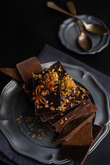 Culinary concept with different types of chocolate