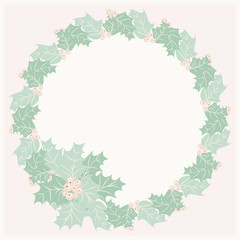 Holly wreath, invitation template