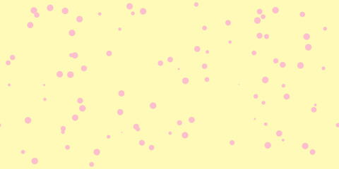 Light Violet Yellow Shambolic Bubbles Backgrounds. Seamless Artistic Random Dots Texture. Chaotic...