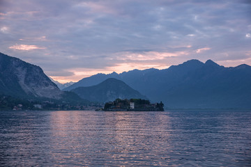 Maggiore lake sunset landscape, Stresa, Italy