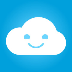 white smile cloud face on blue background illustration vector