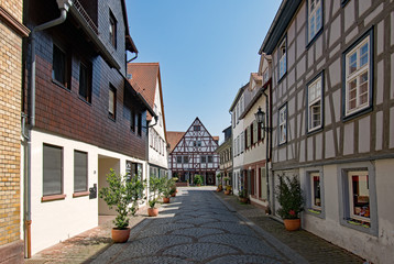 In der Altstadt von Michelstadt im Odenwald, Hessen, Deutschland 