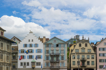 Fototapeta na wymiar colorful old houses in Zurich , Switzerland