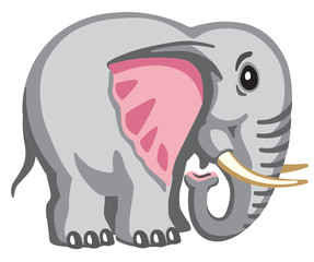 cartoon elephant side view . Isolated vector illustration 
