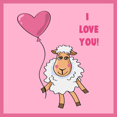 sheep in love illustration