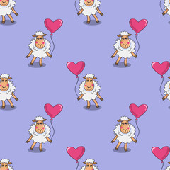 sheep in love seamless pattern