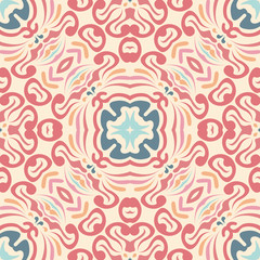 Abstract ethnic pattern in pastel shades. The idea of design card, invitation, cover, wallpaper, tile, packaging, background. Tribal ethnic ornament in arabic style.