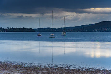 Overcast Morning on the Bay with Boats