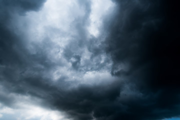 dark storm clouds with background,Dark clouds before a thunder-storm.
