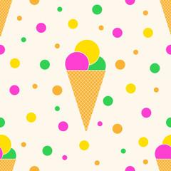 Seamless pattern with ice cream. Vector illustration.