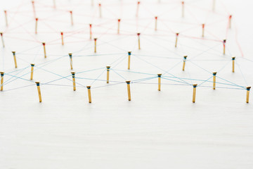 Linking entities. Network, networking, social media, internet communication abstract. A small...