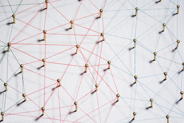 Linking entities. Network, networking, social media, internet communication abstract. A small...