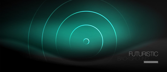 Dark abstract background with glowing neon circles