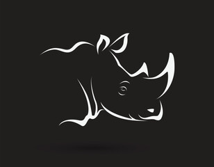 Vector of rhino head on black background. Wild Animals. Easy editable layered vector illustration.