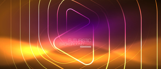 Color shiny neon lights background with abstract lines
