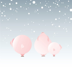  Pink, round piglets. Farm animals. Boar - a symbol of the new year. Little pigs. 