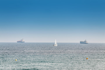 Cargo tanker ships in the sea