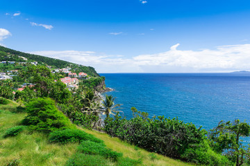 Fototapeta na wymiar Caribbean sea view at Trois Rivieres, Basse-Terre, Guadeloupe