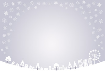 雪と街並み ホワイトトーン