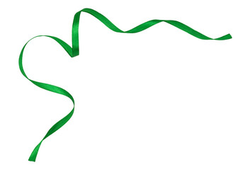 Curled green satin ribbon