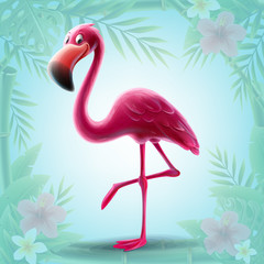 illustration of pink flamingo - obrazy, fototapety, plakaty